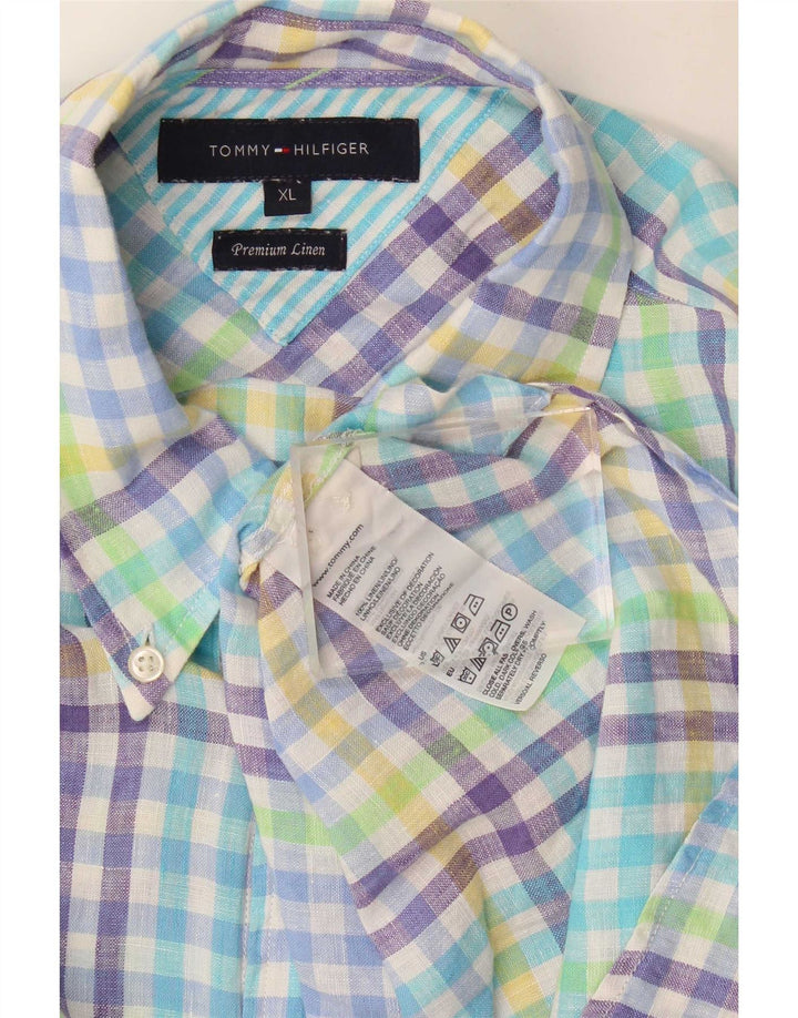 Tommy Hilfiger Herrenhemd XL Mehrfarbiges Gingham-Leinen