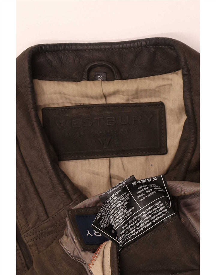 WESTBURY Herren Wildleder Bomberjacke IT 58 4XL Khaki Leder