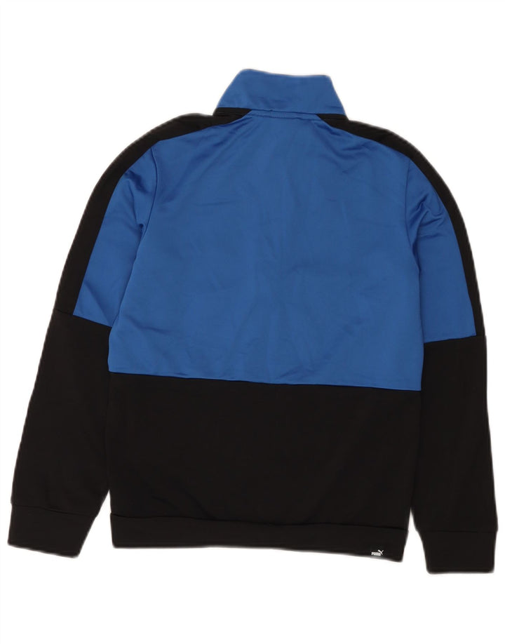Puma Jungen Grafik-Trainingsanzug-Top-Jacke, 9–10 Jahre, blaues Farbblockdesign
