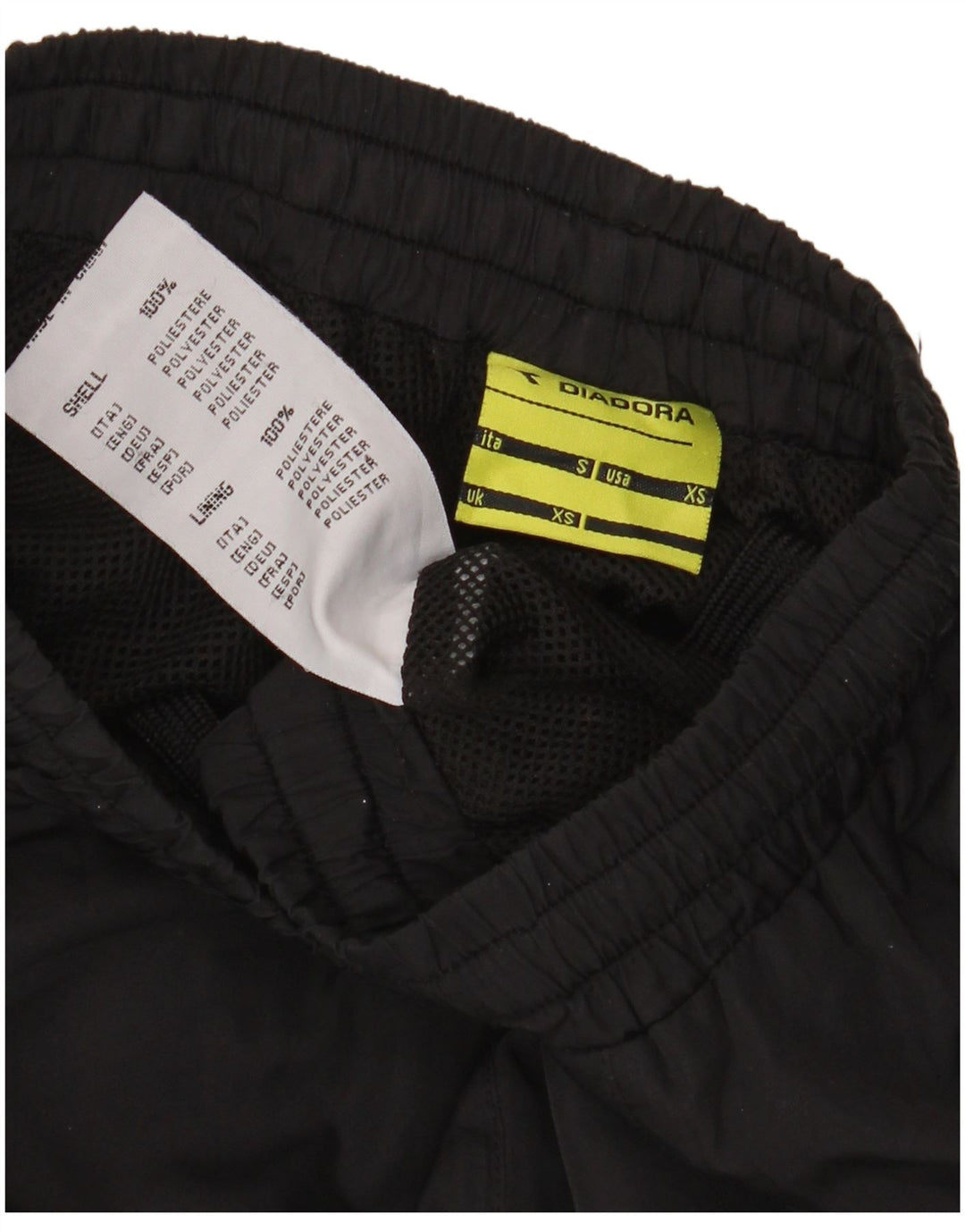 Diadora Herren-Trainingshose, XS, schwarzes Polyester