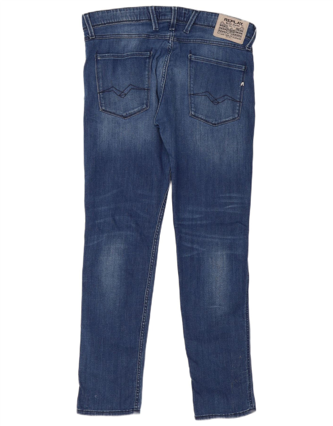 Replay Damen Anbass Slim Jeans W34 L32 Blaue Baumwolle