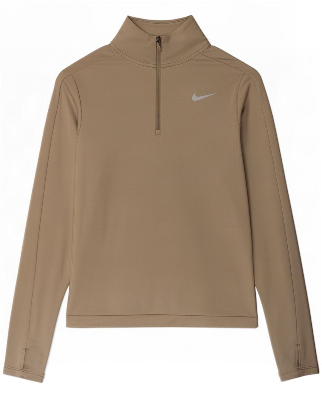 Nike Damen Dri Fit Zip Neck Pullover Trainingsanzug Top UK 6 XS Grau Polyester