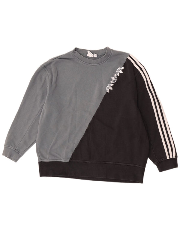 Adidas Damen Grafik-Sweatshirt-Pullover UK 12 Mittelgrauer Farbblock