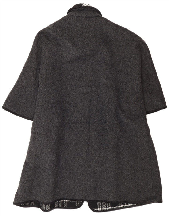 Vintage Herren Poncho Mantel Einheitsgröße Graue Wolle