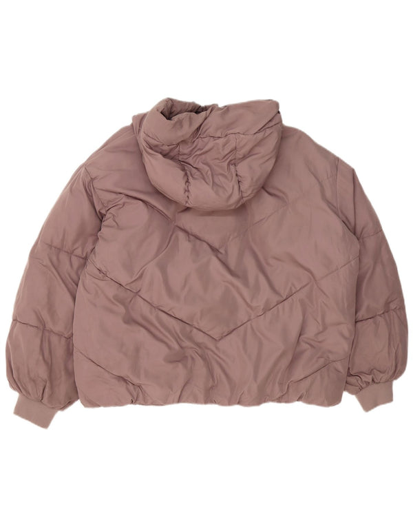 Zara Damen-Kapuzen-Übergröße, wattierte Jacke, UK 6, XS, Lila, Polyester
