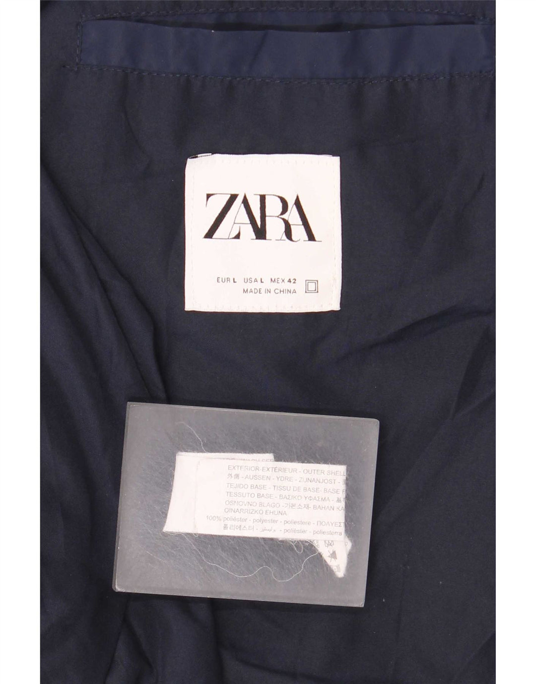 Zara Herren Bomberjacke UK 40 Large Marineblau Polyester