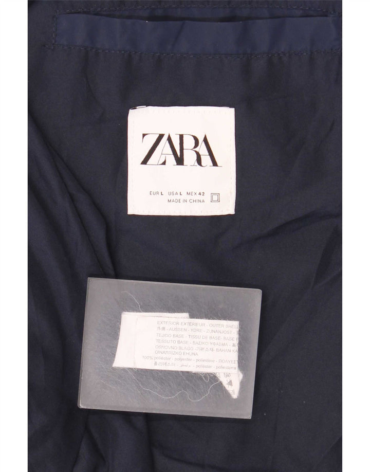 Zara Herren Bomberjacke UK 40 Large Marineblau Polyester