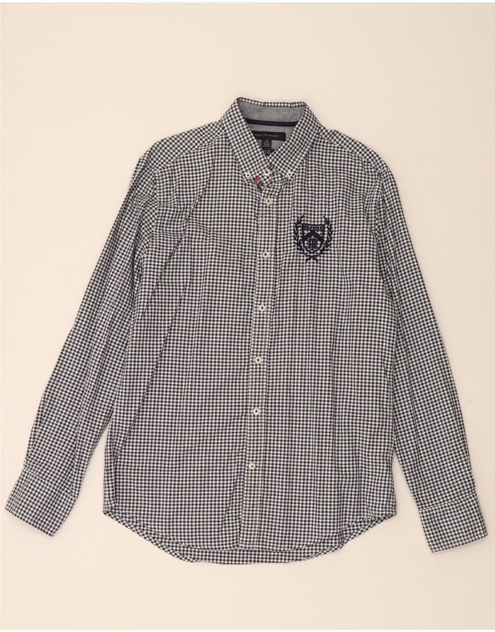 TOMMY HILFIGER Mens Shirt Size 15 1/2 16 Medium Navy Blue Gingham Vintage Tommy Hilfiger and Second-Hand Tommy Hilfiger from Messina Hembry 