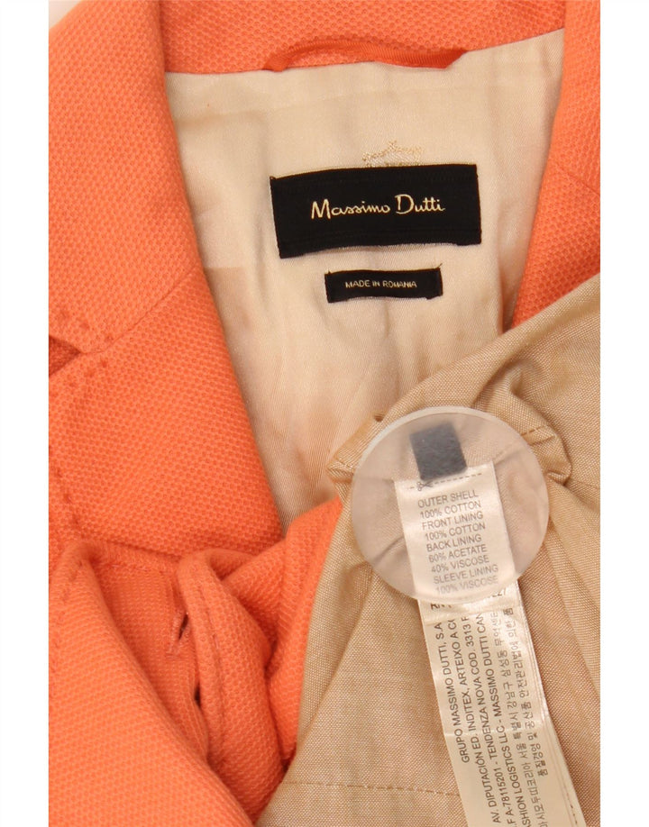 MASSIMO DUTTI Damen 1-Knopf-Blazerjacke EU 38 Small Orange Baumwolle