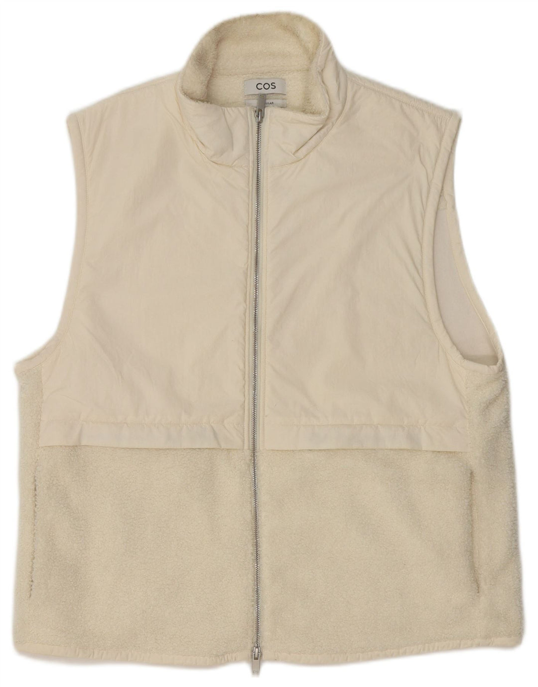 Cos Herren-Fleeceweste mit normaler Passform, UK 40, Größe L, Weiß, Polyester