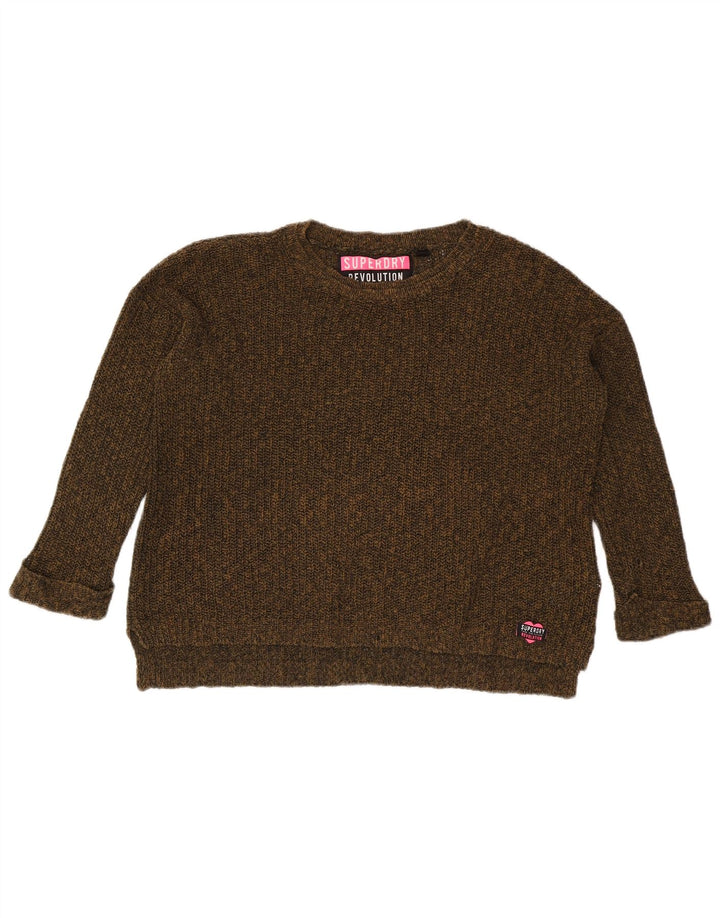 Superdry Damen Übergroßer Pullover mit U-Boot-Ausschnitt, UK 14, Mittelkhaki