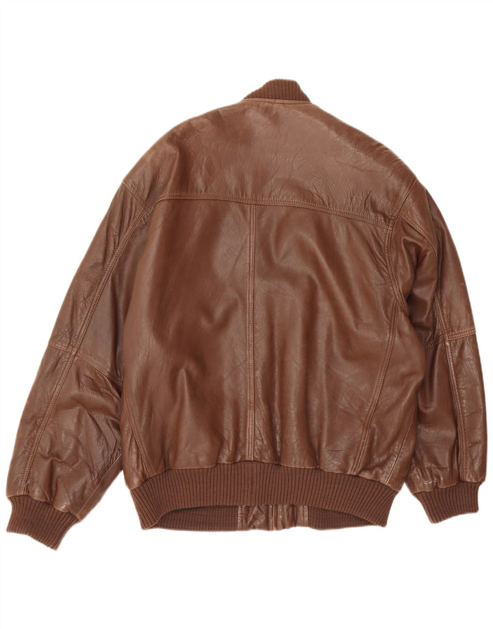 Vintage Herren-Lederjacke mit lockerer Passform, EU 48, mittelbraunes Leder