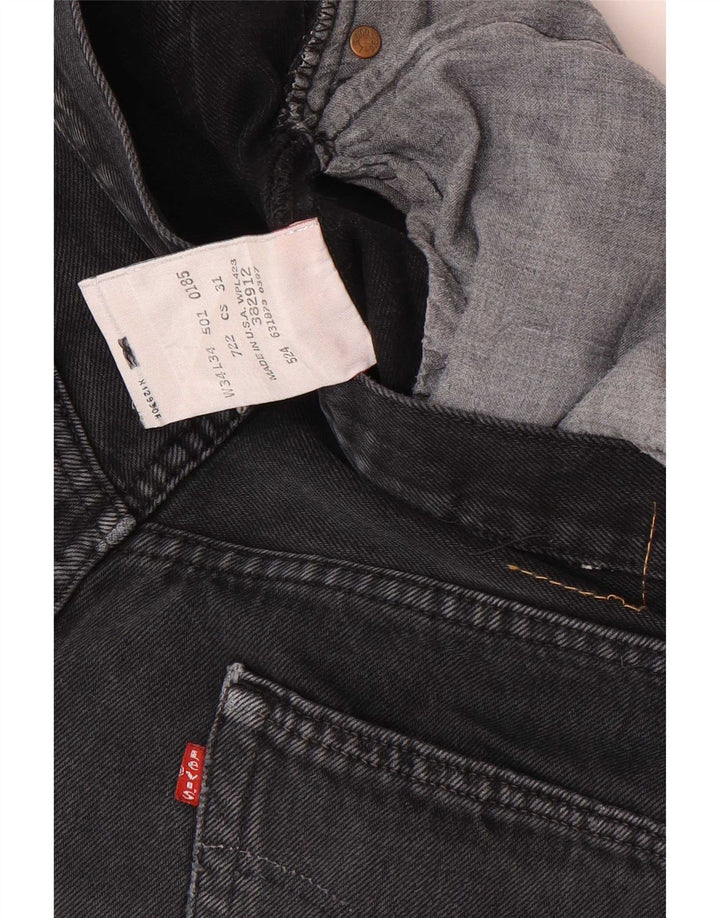 Levi's Herren 501 Straight Jeans W34 L34 Schwarze Baumwolle