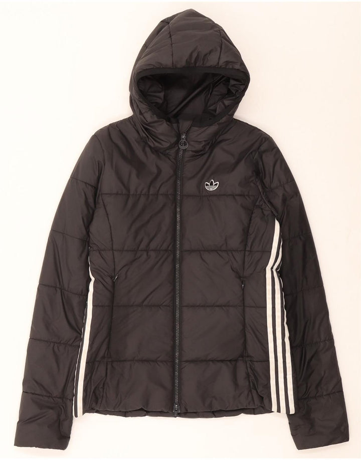 Adidas Damen-Kapuzenjacke, wattiert, Gr. 10, Größe S, Schwarz, Polyester