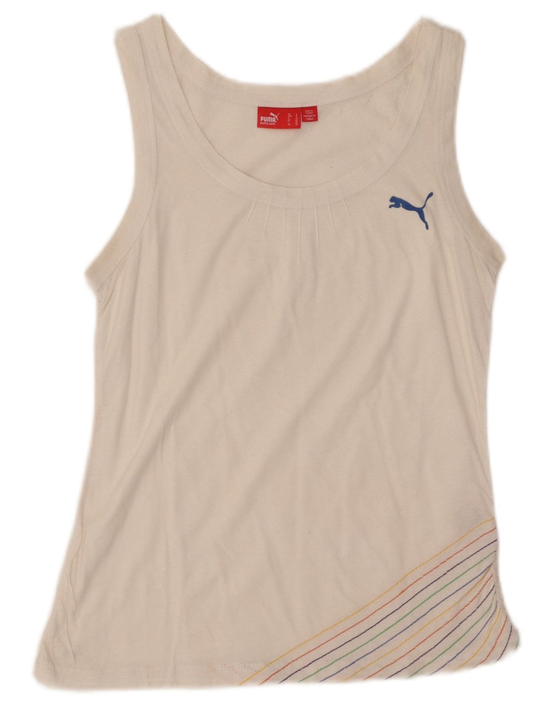 PUMA Damen Weste Top UK 10 Small weiß gestreift Baumwolle