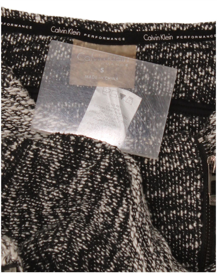 CALVIN KLEIN Damen Crop Blazer Jacke UK 10 Small Graue Colourblock-Baumwolle