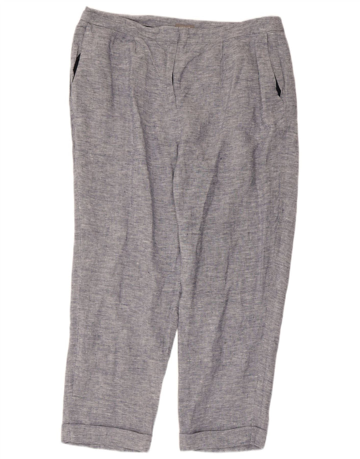 JAEGER Gerade geschnittene Damenhose UK 16 Large W36 L25 Blaues Leinen