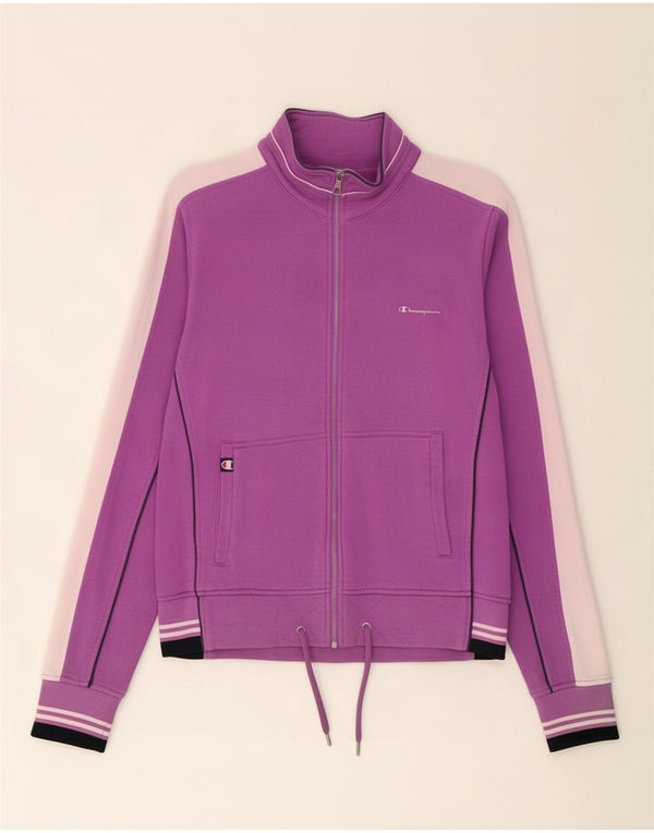 Champion Damen-Trainingsanzug-Top-Jacke, UK 16, Größe L, Lila, Colourblock-Baumwolle