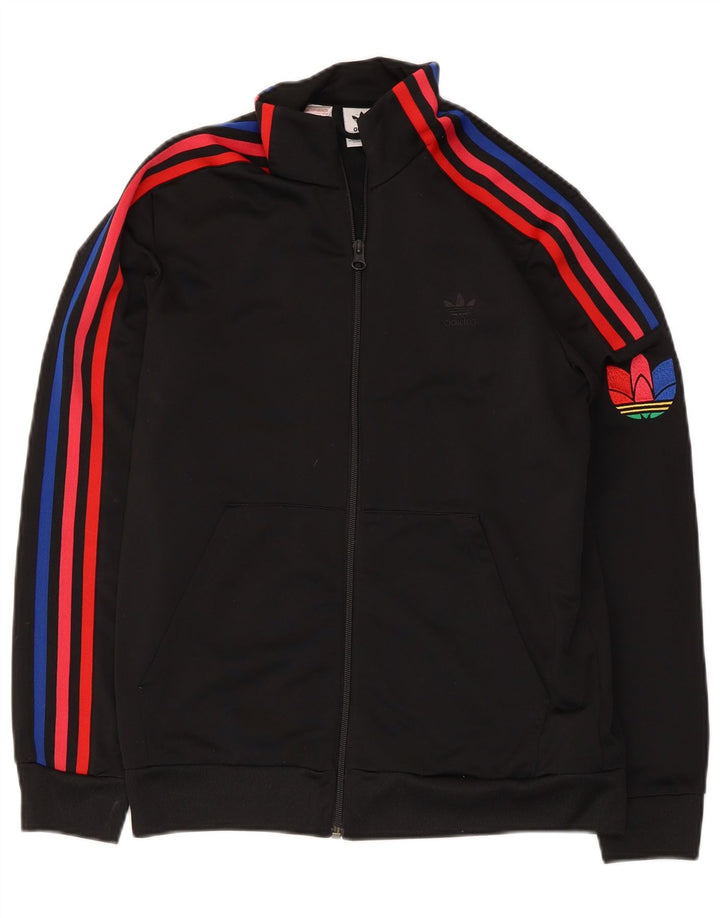 Adidas Jungen Grafik-Trainingsanzug-Top-Jacke, 13–14 Jahre, schwarzes Polyester