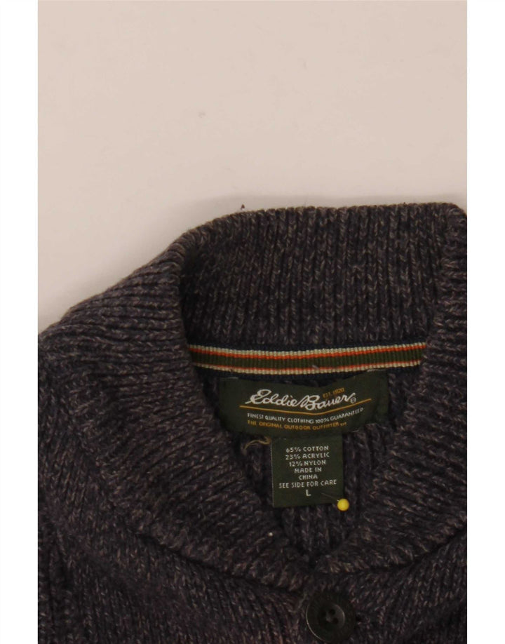 Eddie Bauer Herren-Pullover mit Knopfkragen, groß, marineblau gesprenkelte Baumwolle