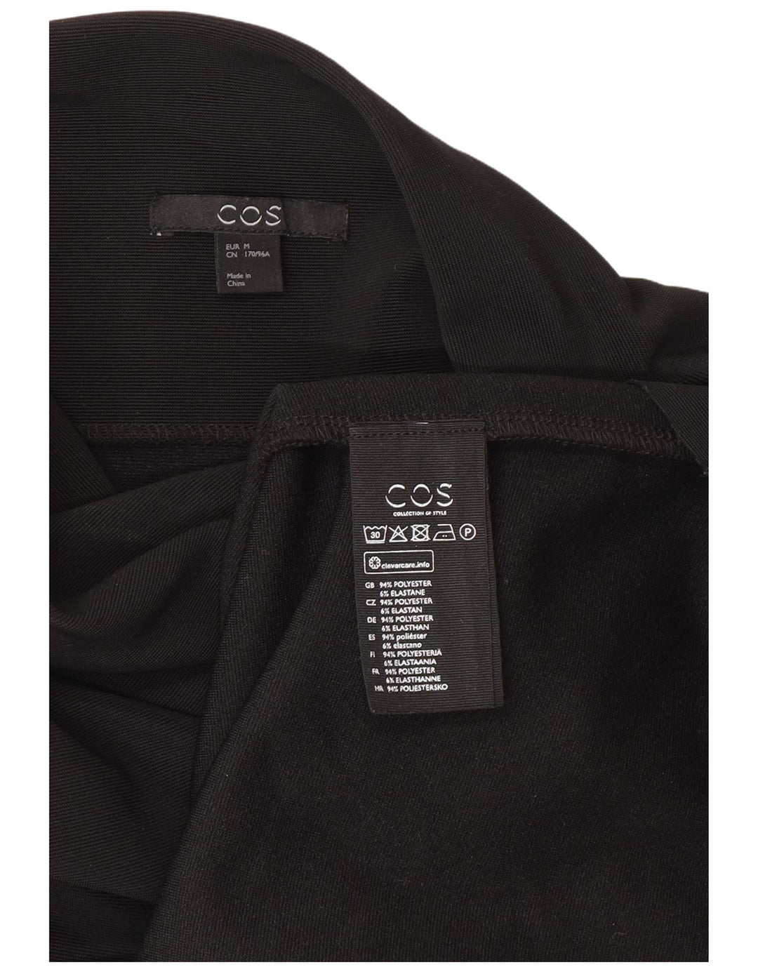 Cos Damen-Tunikakleid mit 3/4-Ärmeln, UK-Größe 44, Mittelschwarz, Polyester