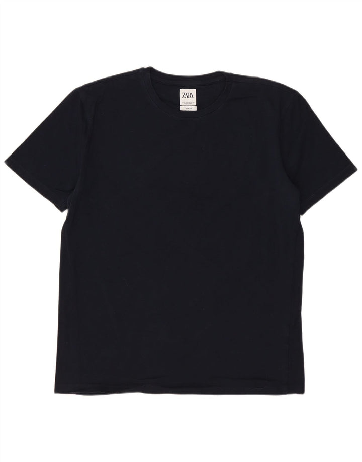 ZARA Herren Slim Fit T-Shirt Top XL Marineblau