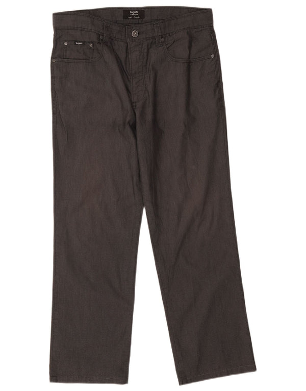 Bugatti Herren Cordoba Straight Casual Hose W34 L26 Graues Fischgrätenmuster