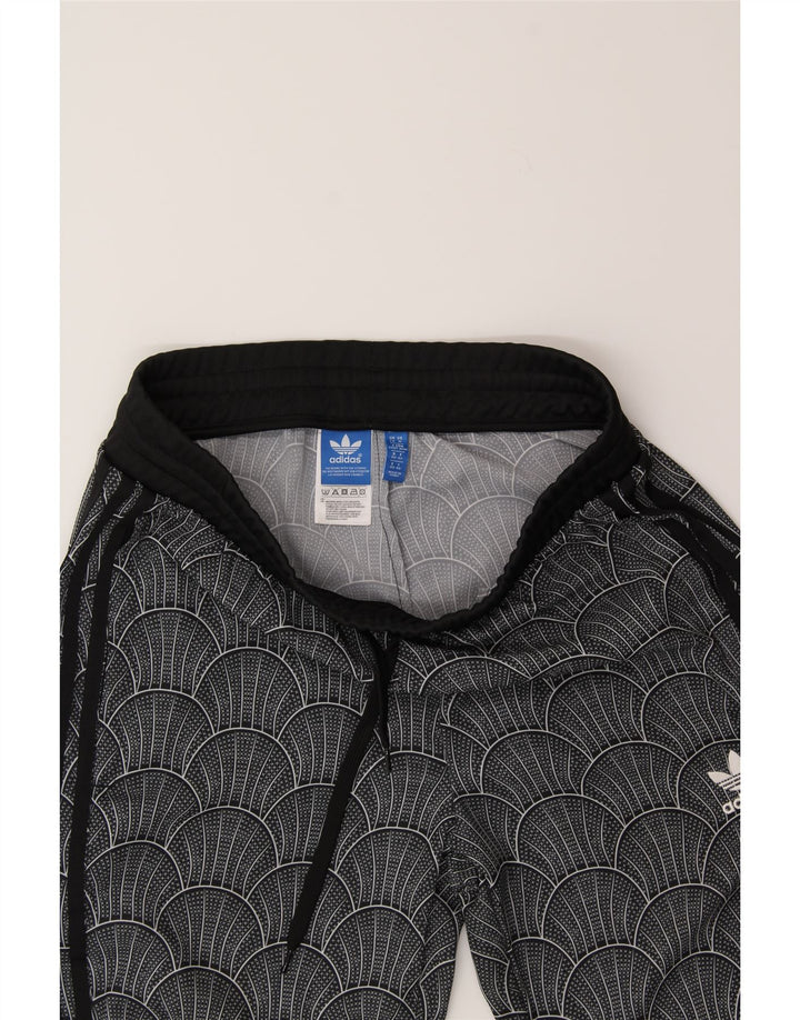 ADIDAS Womens Abstract Pattern Tracksuit Trousers UK 14 Large Black Vintage Adidas and Second-Hand Adidas from Messina Hembry 