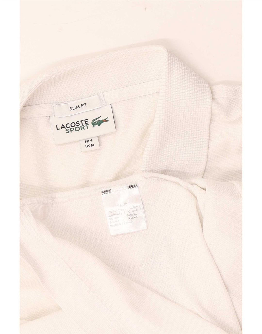 Lacoste Herren-Poloshirt in schmaler Passform, Größe 4, mittelweiße Baumwolle