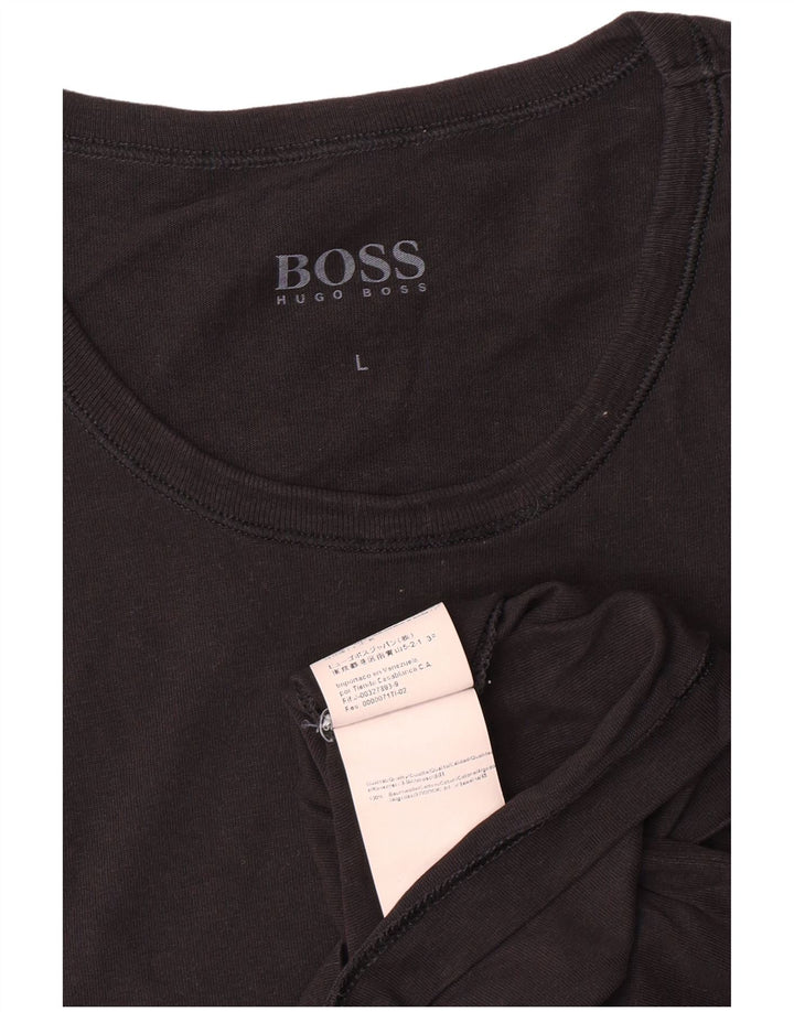 Hugo Boss Herren T-Shirt Top Large Schwarz Baumwolle