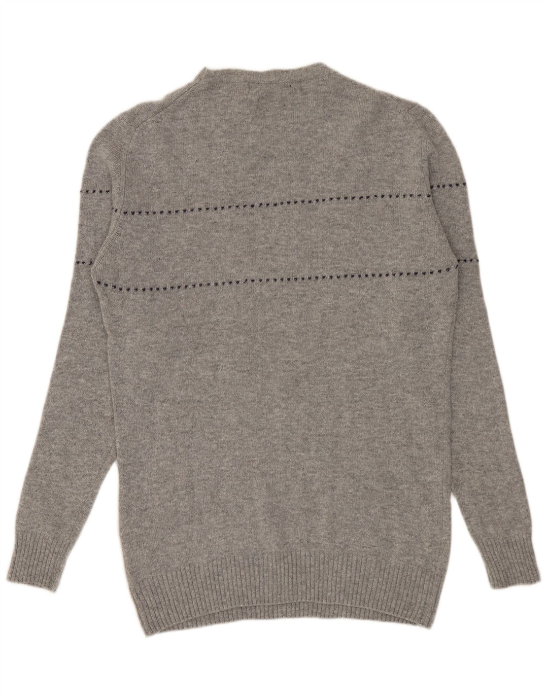 Liu Jo Herren-Pullover mit Rundhalsausschnitt, groß, grau gestreift, Wolle