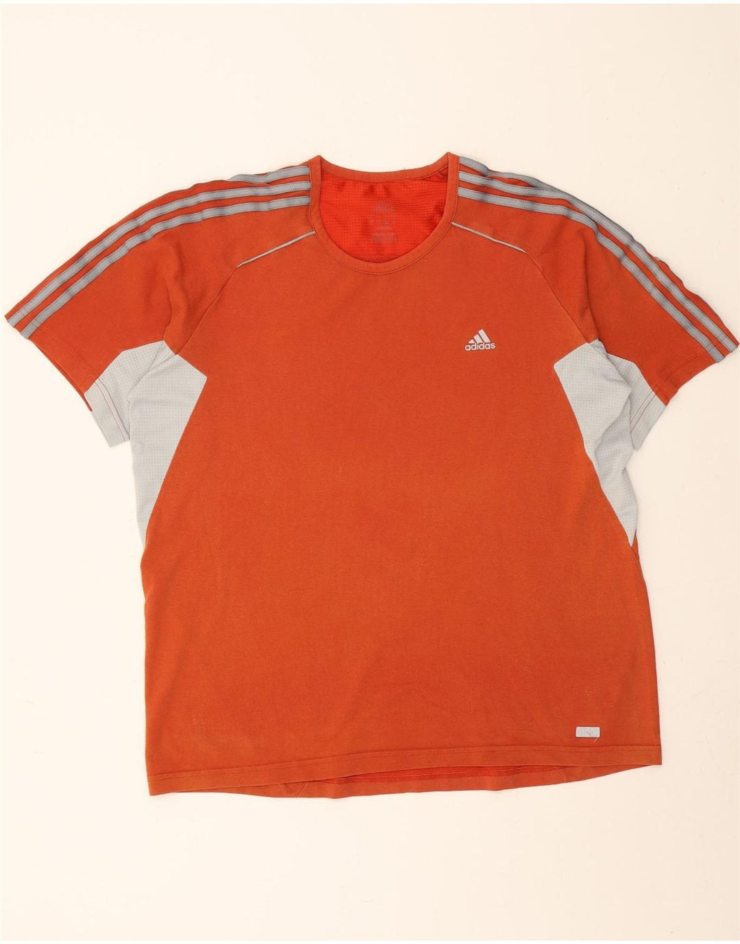 ADIDAS Herren T-Shirt Top Large Orange Colourblock Baumwolle