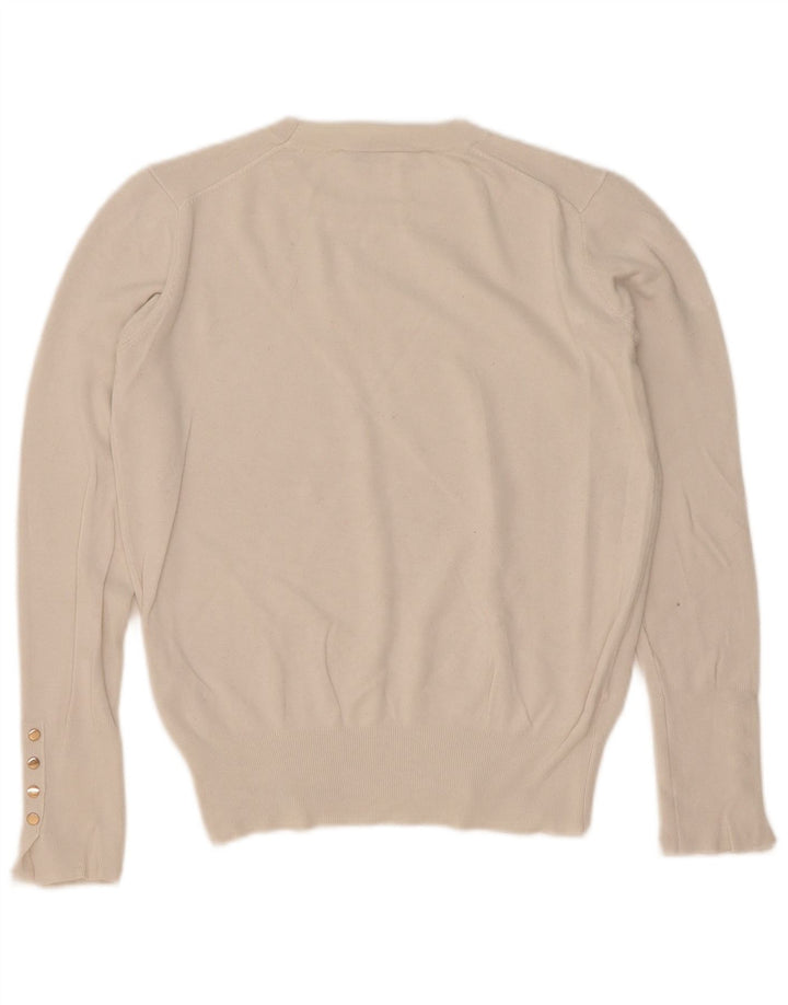 Zara Damen-Pullover mit Rundhalsausschnitt, UK 12, mittelweiße Viskose