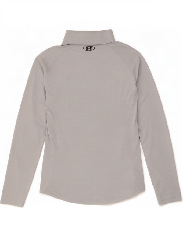 Under Armour Herren Heat Gear Loose Fit Zip Neck Top Langarm Small Grau