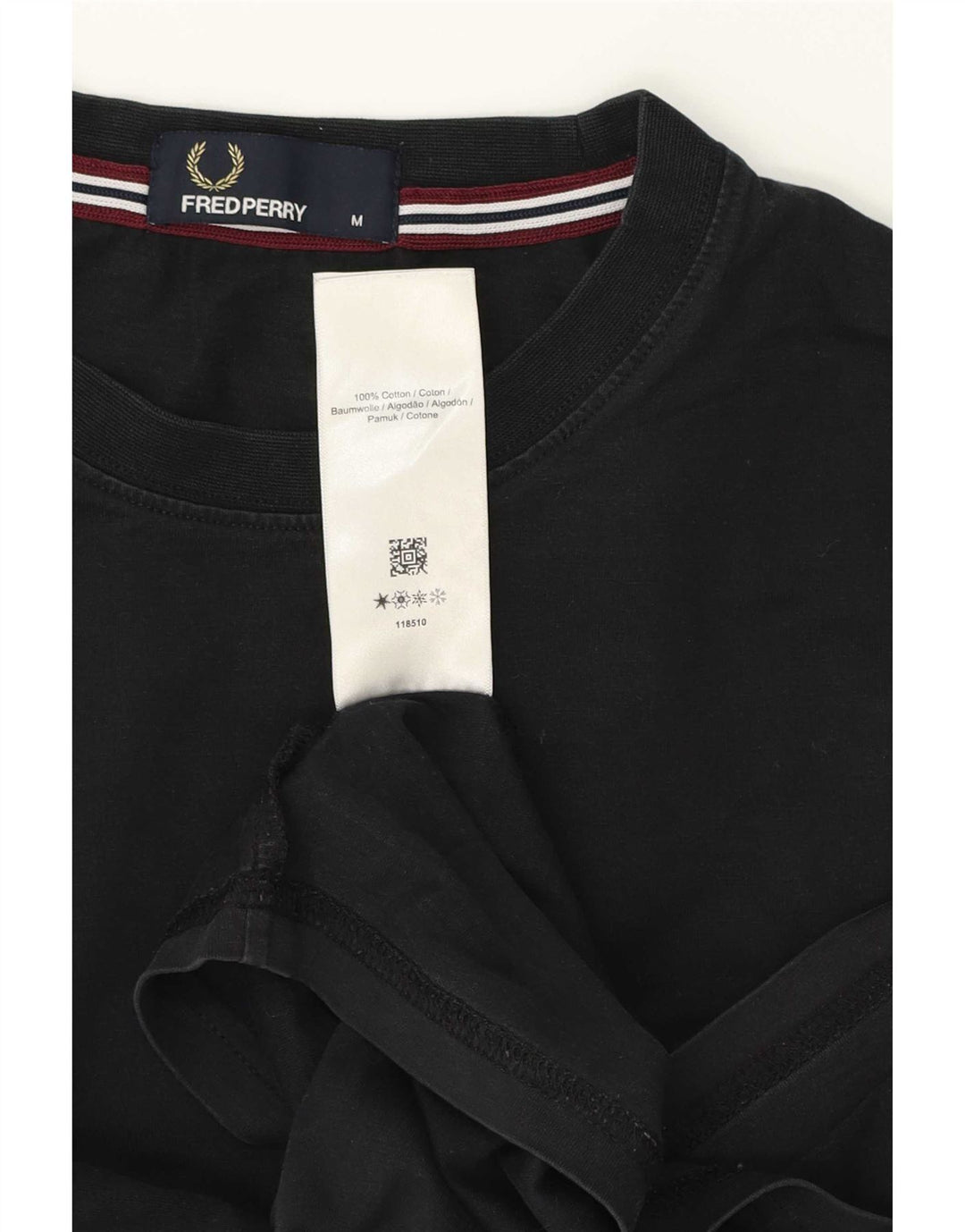 Fred Perry Herren T-Shirt Top Medium Schwarz Baumwolle
