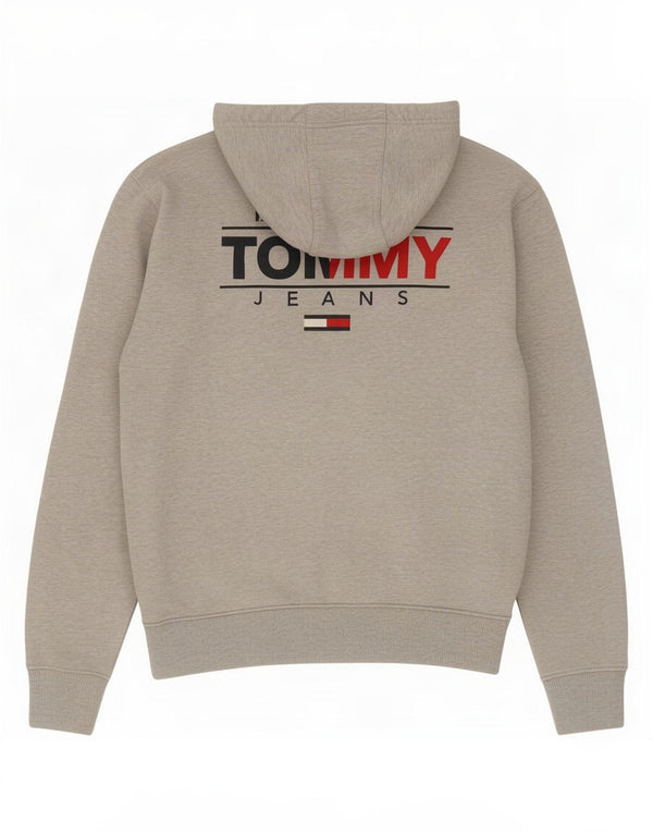 Tommy Hilfiger Herren-Kapuzenpullover mit grafischem Reißverschluss, mittelgrau gefleckte Baumwolle