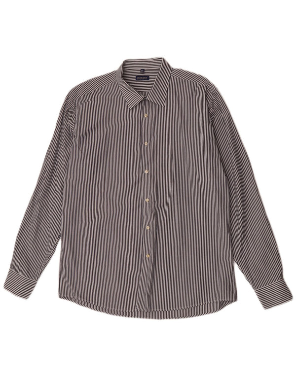 Carrera Herren-Hemd mit klassischer Passform, Größe 45/46, 2XL, blaue Nadelstreifen-Baumwolle