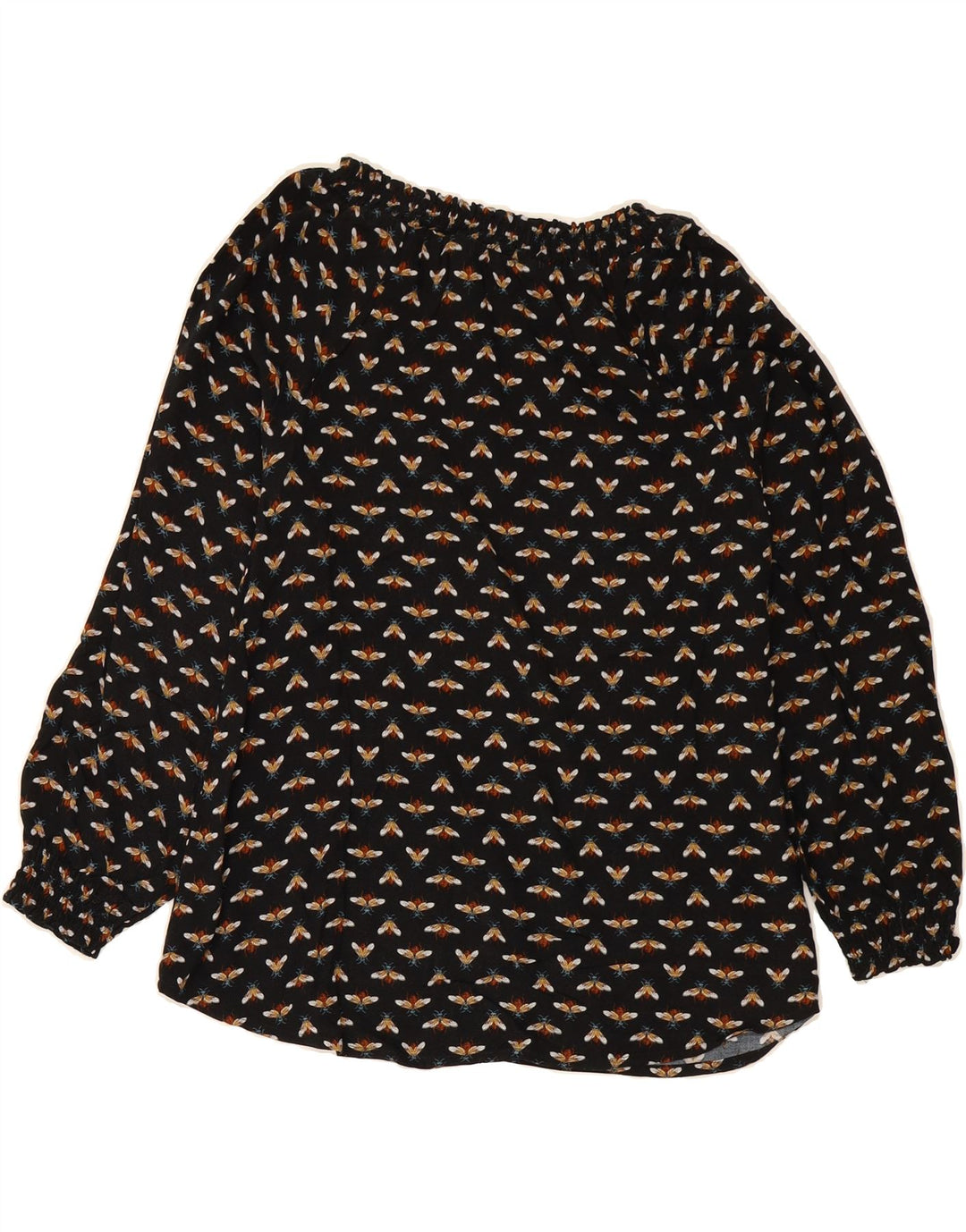 JOULES Womens Abstract Pattern Long Sleeve Blouse Top UK 12 Medium  Black Vintage Joules and Second-Hand Joules from Messina Hembry 