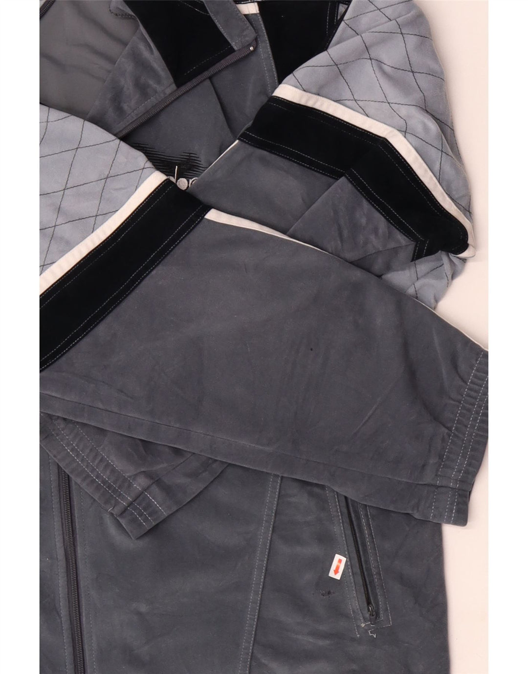 DIADORA Herren-Trainingsanzugoberteil aus Velours mit Grafik, UK 46, XL, Grau, Farbblock