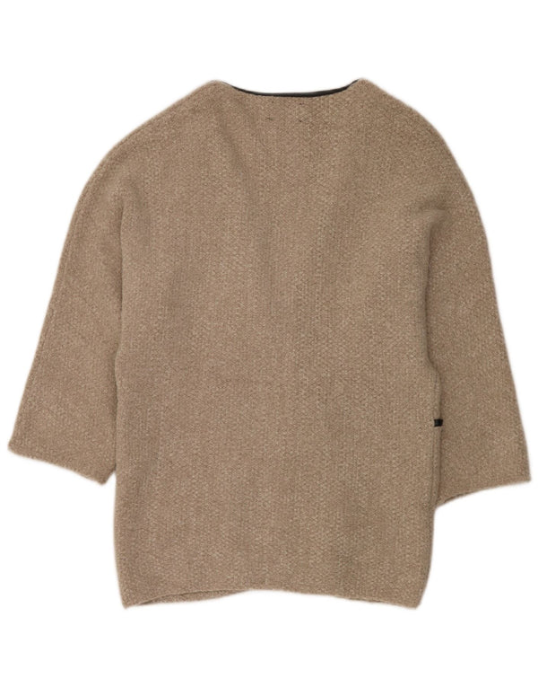 Zara Damen Longline Open Cardigan Pullover UK 14 Mittelbeige Acryl