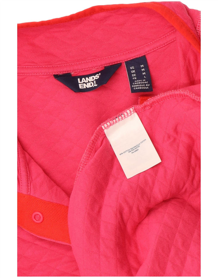 Lands End Damen-Sweatshirt aus Jersey mit Knopfkragen, Gr. 14, Mittelrosa