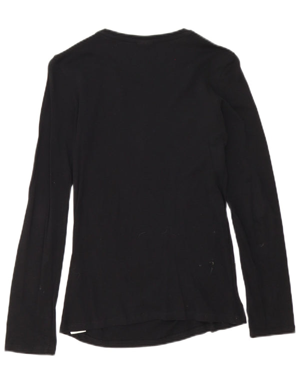 Diesel Womens Graphic Top Langarm UK 8 Small Schwarz Baumwolle