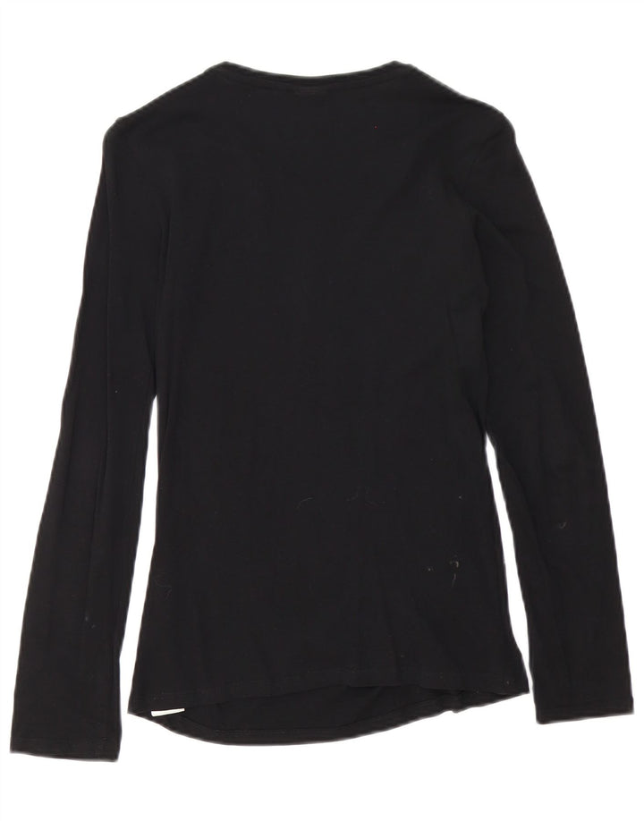 Diesel Womens Graphic Top Langarm UK 8 Small Schwarz Baumwolle