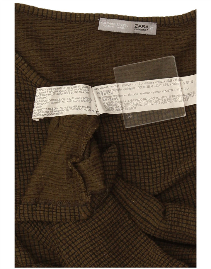 Zara Damen-Oversize-Oberteil mit 3/4-Ärmeln, Größe S, braun, Viskose