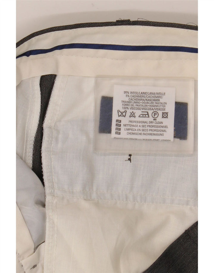 Gerade Herren-Anzughose von Marks & Spencer, W36, L31, graue Wolle mit Fischgrätenmuster