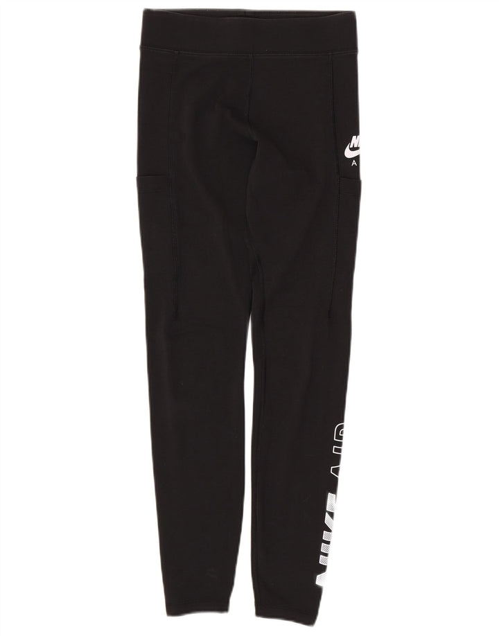 NIKE Womens Graphic Leggings UK 10 Small Schwarz Baumwolle