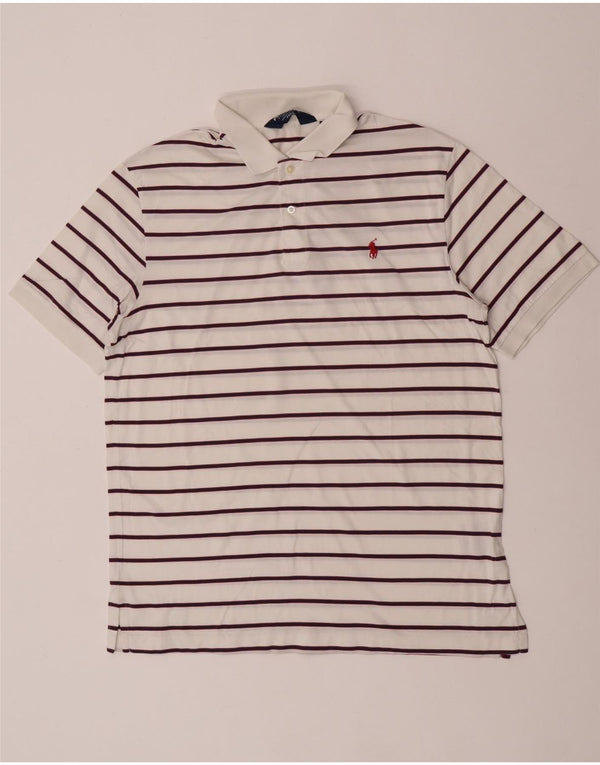 Polo Golf Ralph Lauren Herren Pro Fit Poloshirt Große weiß gestreifte Baumwolle