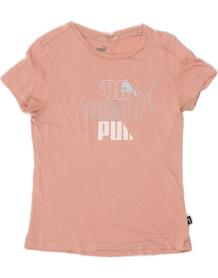 PUMA Girls Graphic T-Shirt Top 9-10 Years Medium Pink Vintage Puma and Second-Hand Puma from Messina Hembry 