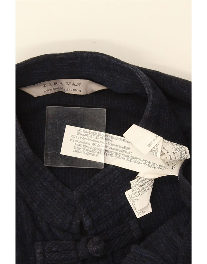 ZARA Herren Duffle Jacke UK 38 Mittel Marineblau Leinen