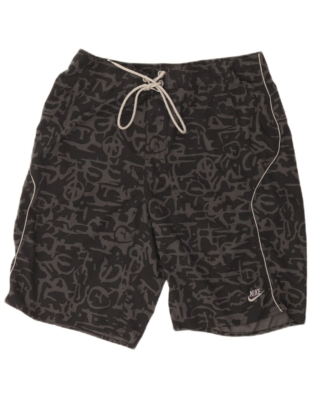 NIKE Herren-Badeshorts mit abstraktem Muster, mittelschwarz